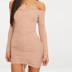 PrettyLittleThing Dresses Prettylittlething Taupe Ribbed Long